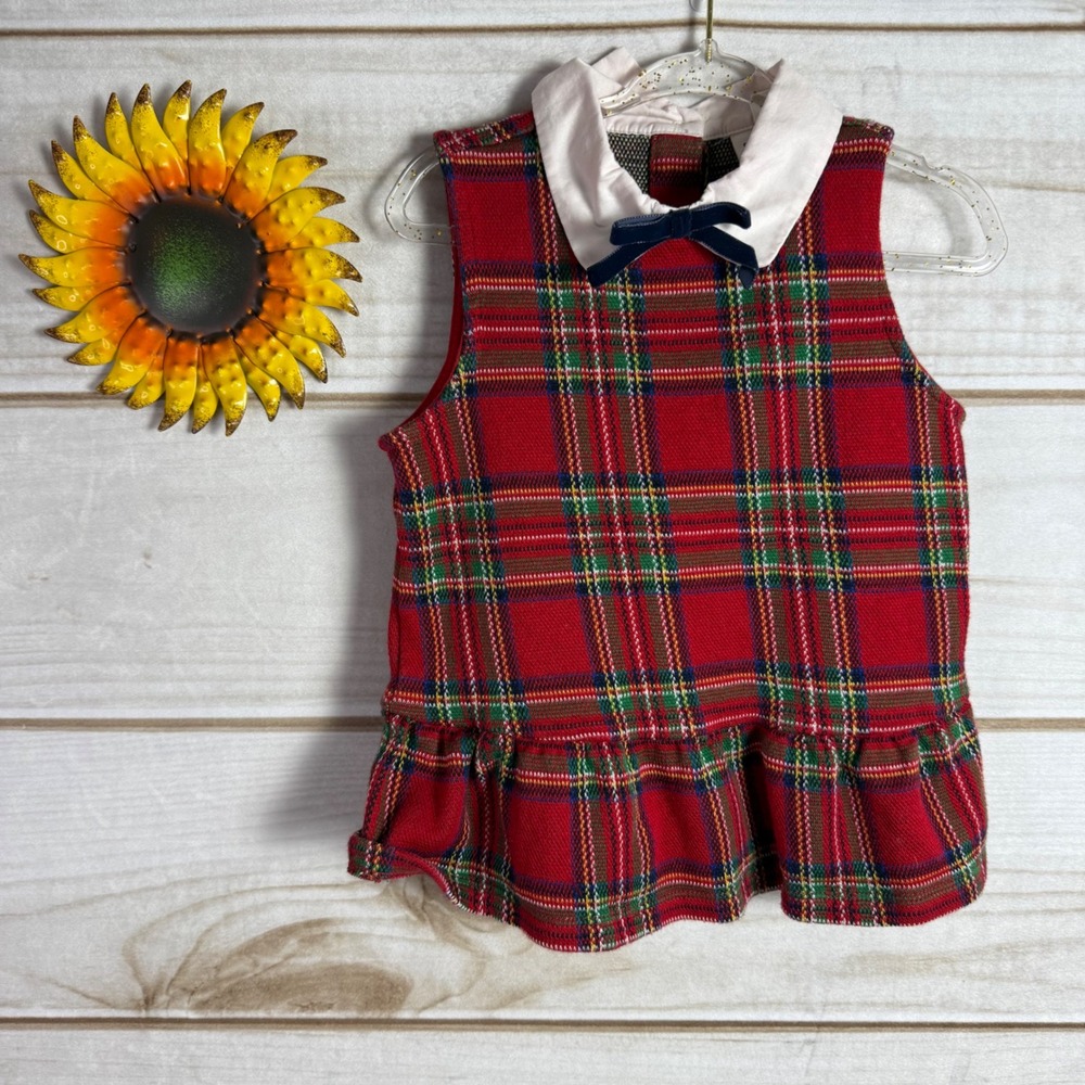 Janie And Jack Plaid Dress Toddler Girls Size 5 Red Green Sleeveless Top